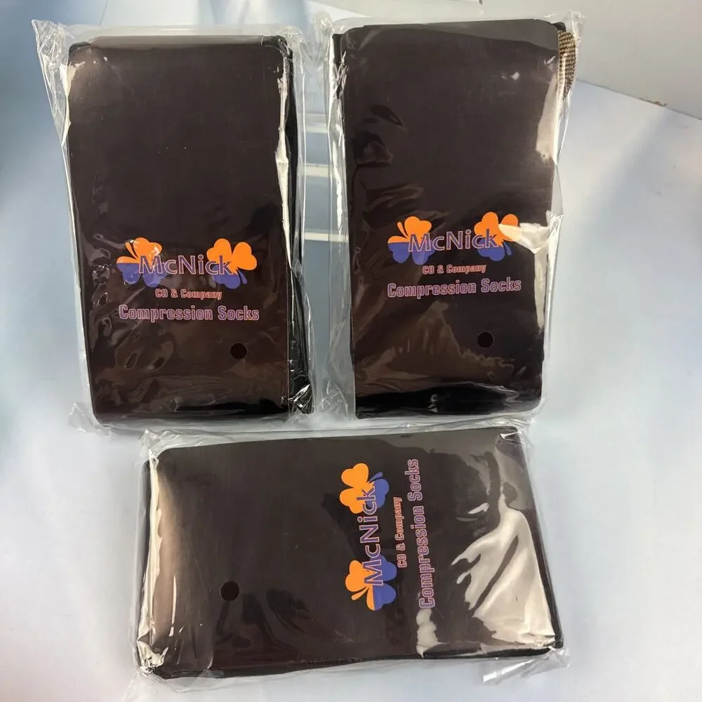 McNick Co.‎ Compression Socks 3 Pairs Men Women Black & Gold One Size NEW